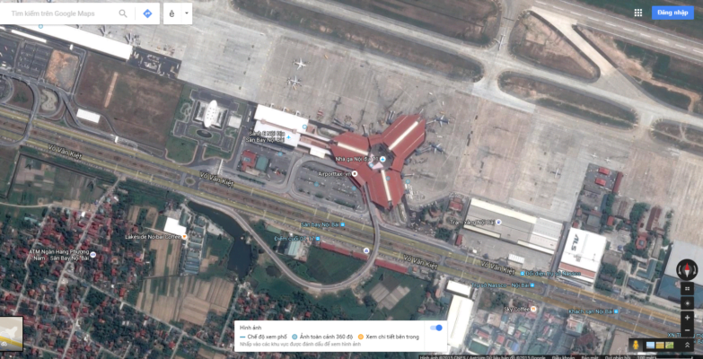 Ảnh chụp vệ tinh Nhà ga T1 - Nội Bài