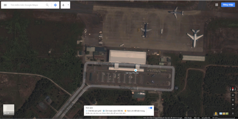 Ảnh chụp vệ tinh sân bay Quốc tế Phú Bài