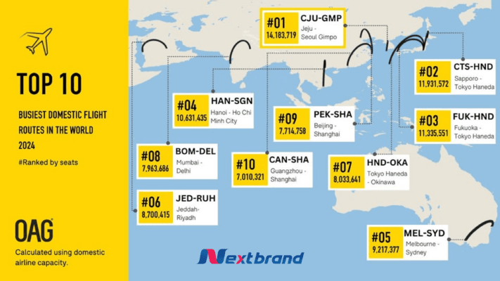 Đường bay Hà Nội - TP. HCM - top 4 tuyến bay quốc nội bận rộn nhất thế giới