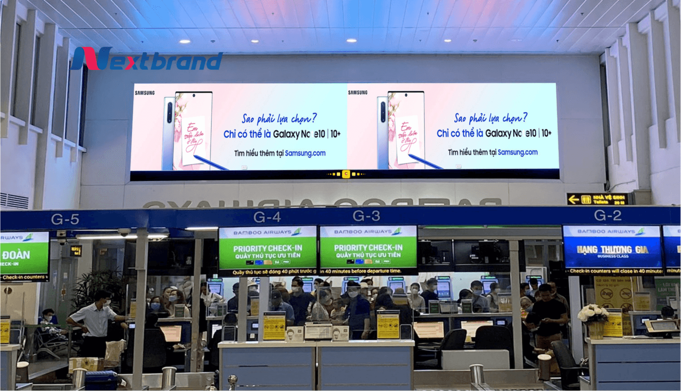 Quảng cáo màn hình LED sân bay Chu Lai khu vực check-in Quảng cáo màn hình LED sân bay Chu Lai khu vực check-in