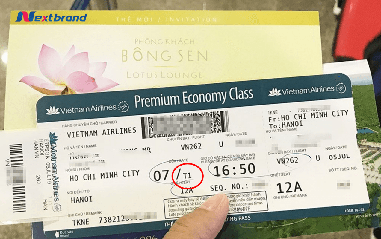 Thông tin terminal được hiển thị rõ trên vé máy bay Thông tin terminal được hiển thị rõ trên vé máy bay