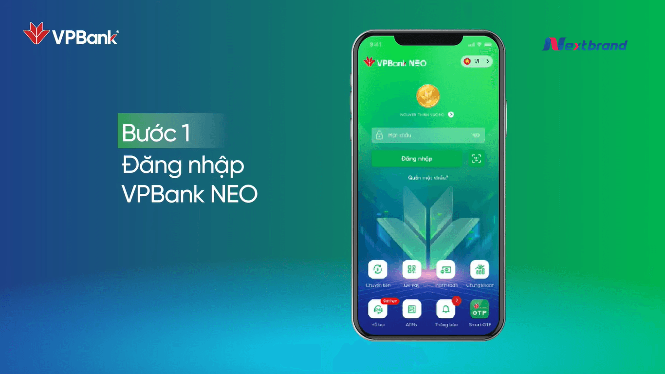 Khách hàng đăng nhập ứng dụng VPBank NEO