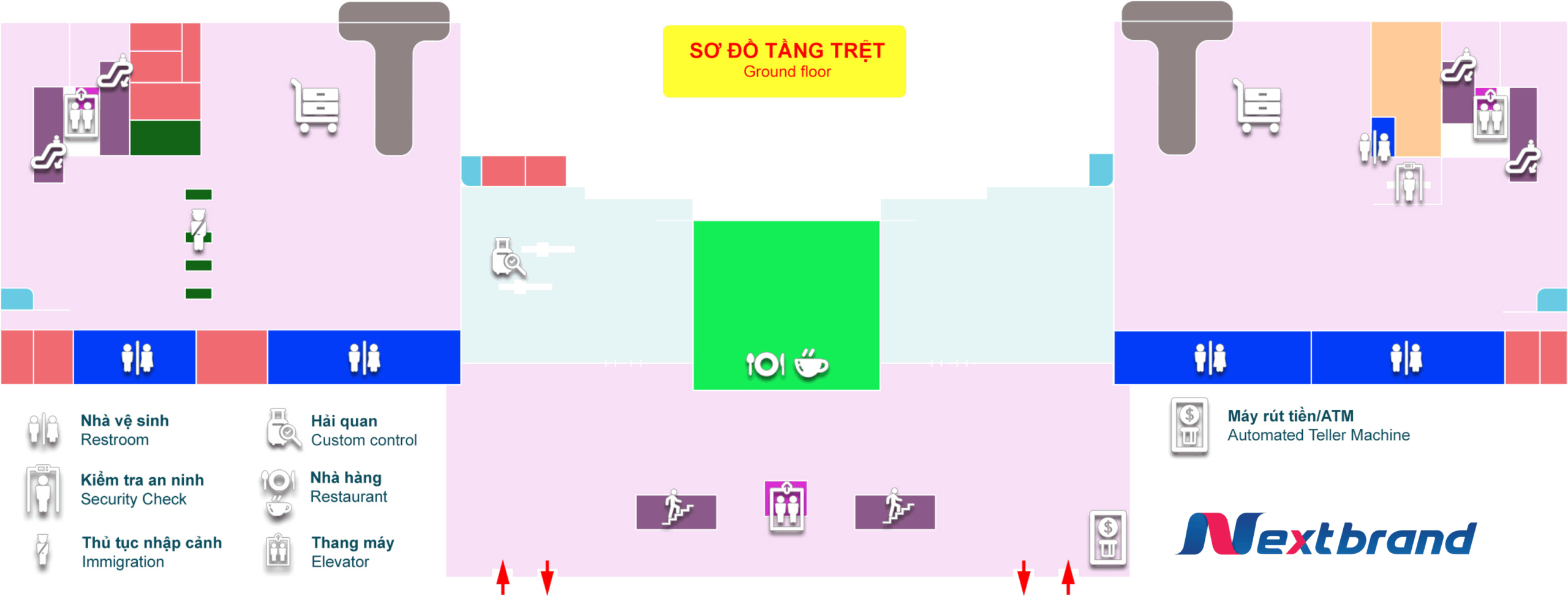 Sơ đồ tầng trệt - Ga đến của Sân bay VCA Sơ đồ tầng trệt - Ga đến của Sân bay VCA