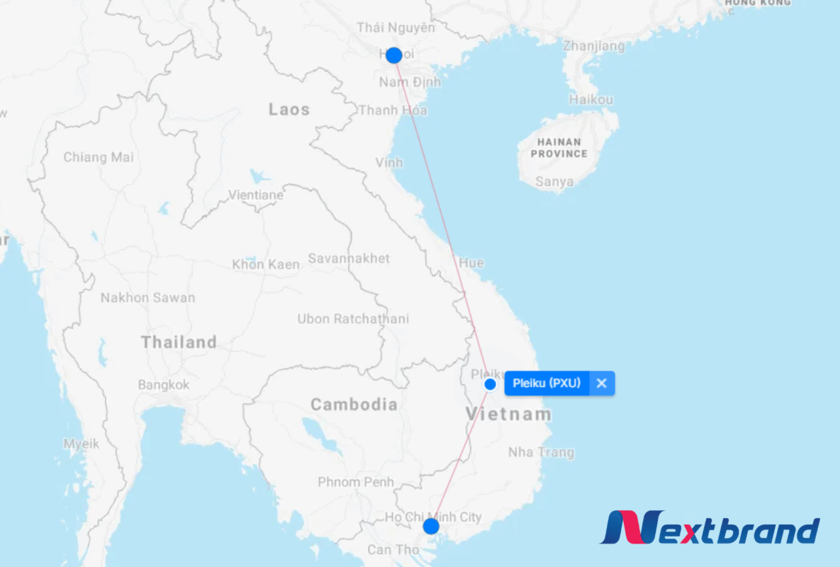 Các đường bay thẳng đến và đi sân bay PXU