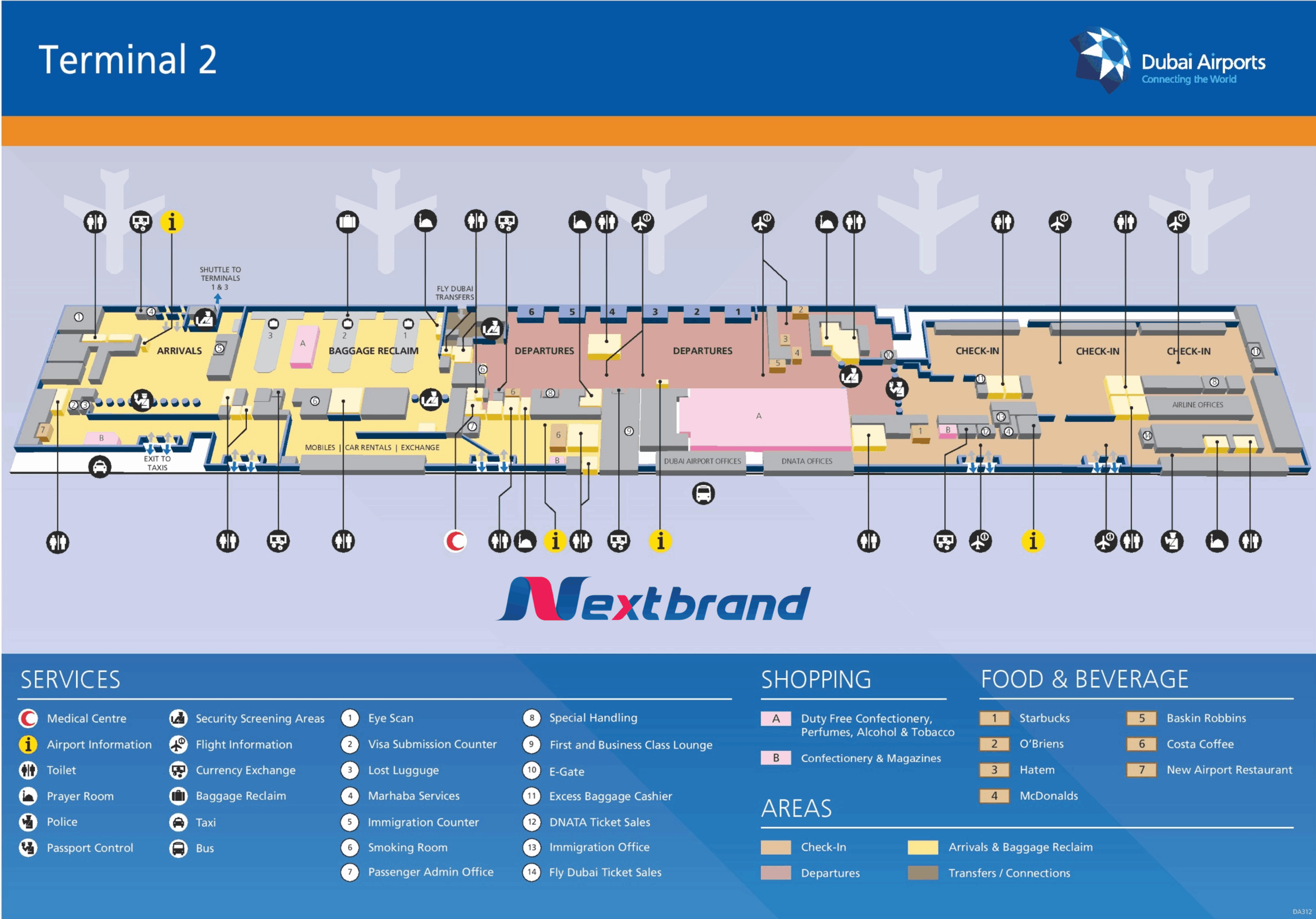 Sơ đồ Terminal 2 của sân bay DXB Sơ đồ Terminal 2 của sân bay DXB