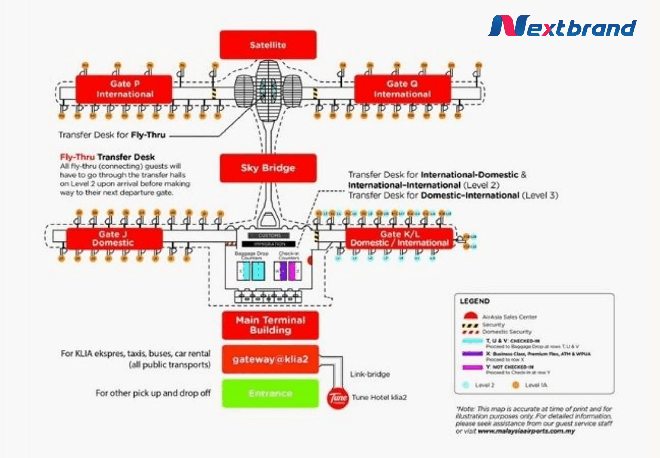 Sơ đồ tổng quát của nhà ga 2 của sân bay KUL Sơ đồ tổng quát của nhà ga 2 của sân bay KUL