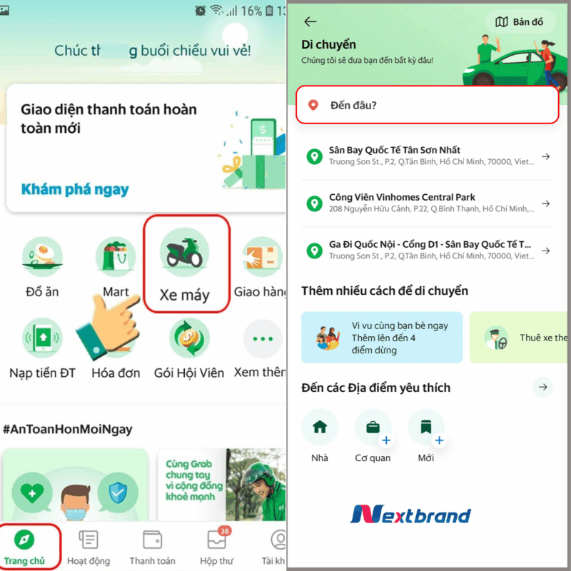 Hướng dẫn cách đặt grabbike khi di chuyển đến sân bay