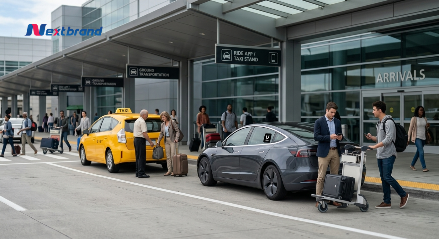 Di chuyển bằng taxi hoặc xe công nghệ