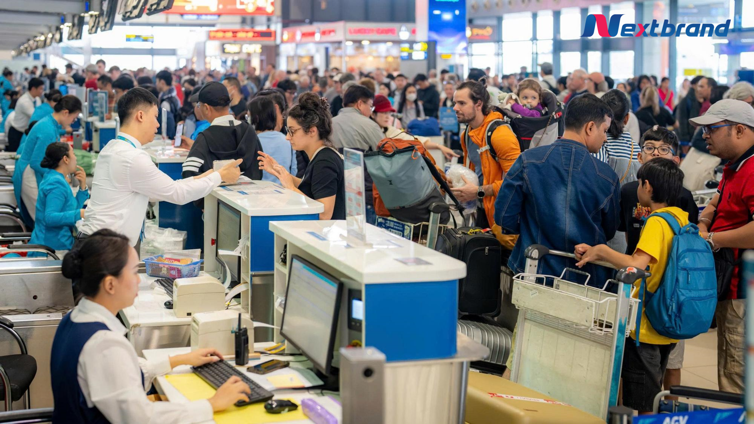 Lượng khách quốc tế và nội địa tại sân bay Nội Bài đều tăng mạnh
